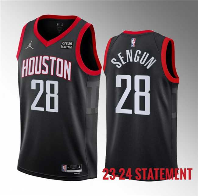Men's Houston Rockets #28 Alperen Sengun Black 2023 Statement Edition Stitched Basketball Jersey Dzhi